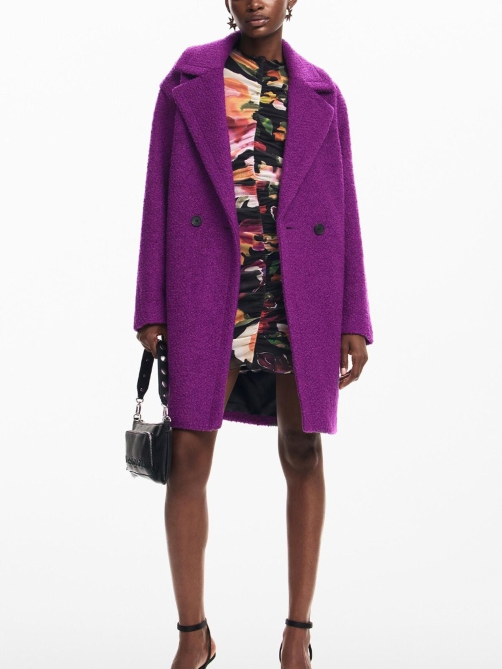Desigual Long Purple Coat. XL